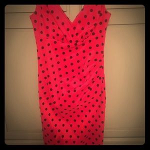 Red and black velvet polka dot vintage style dress
